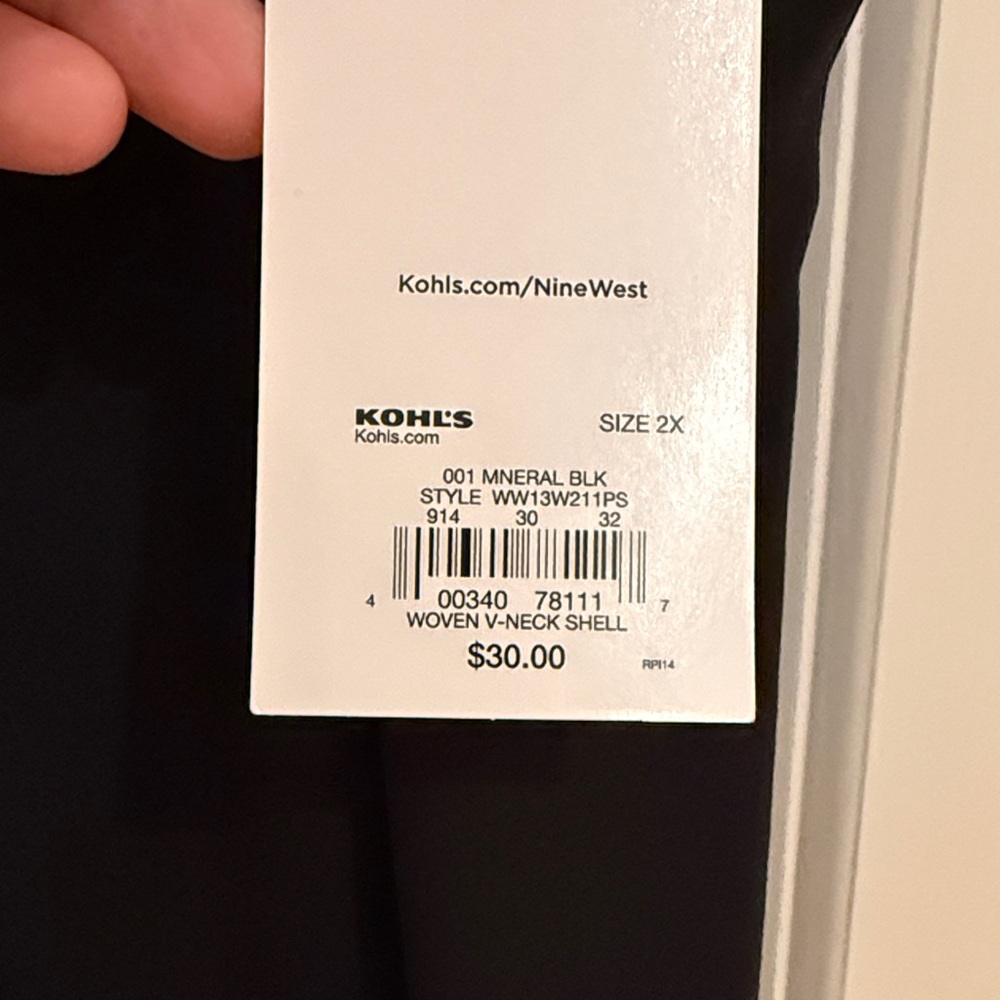 Nine West Black V-Neck Dressy Tank Top - Picture 2 of 4